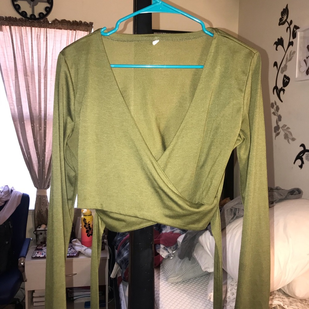 Green Cropped Tie Top